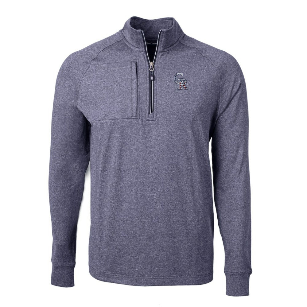 Colorado Rockies Cutter & Buck Americana Logo Big & Tall Adapt Eco Knit Stretch Recycled Quarter-Zip Pullover Top | MLB Discount