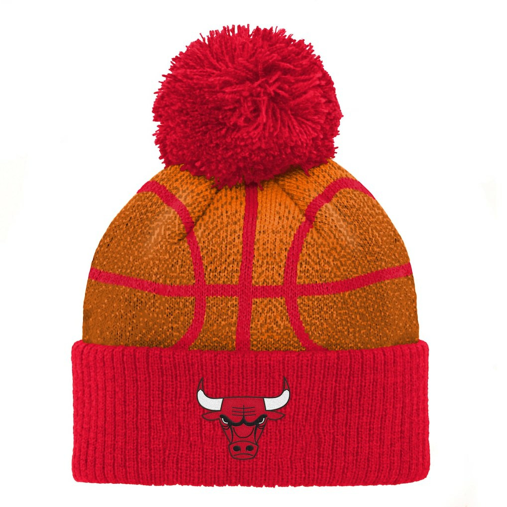 Chicago Bulls Preschool Basketball Head Cuffed Knit Hat with Pom Online