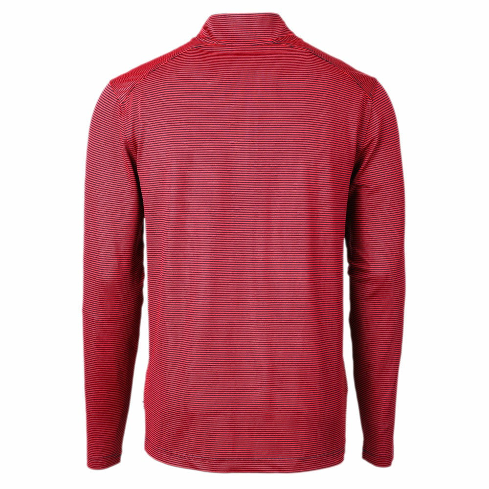 Cleveland Guardians Cutter & Buck Americana Logo Virtue Eco Pique Stripe Recycled Quarter-Zip Pullover Top | MLB US