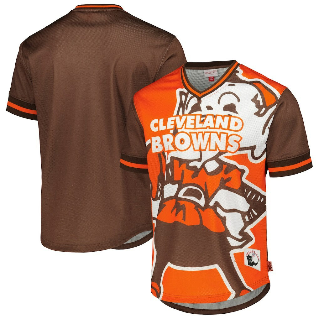 Cleveland Browns Mitchell & Ness Jumbotron 3.0 Mesh V-Neck T-Shirt