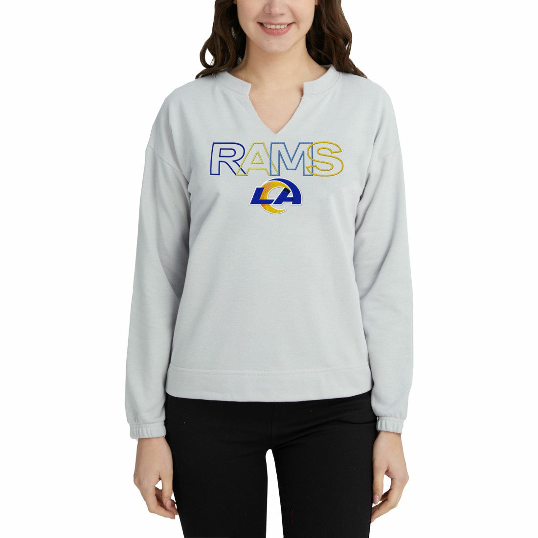 Los Angeles Rams  Concepts Sport Women's Sunray Notch Neck Long Sleeve Top