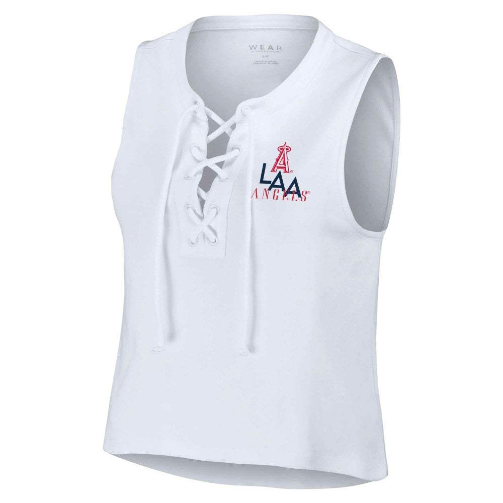 Los Angeles Angels WEAR by Erin Andrews Women's Lace-Up Tank Top | MLB For sale