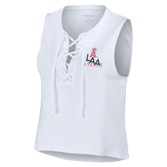 Los Angeles Angels WEAR by Erin Andrews Women's Lace-Up Tank Top | MLB For sale