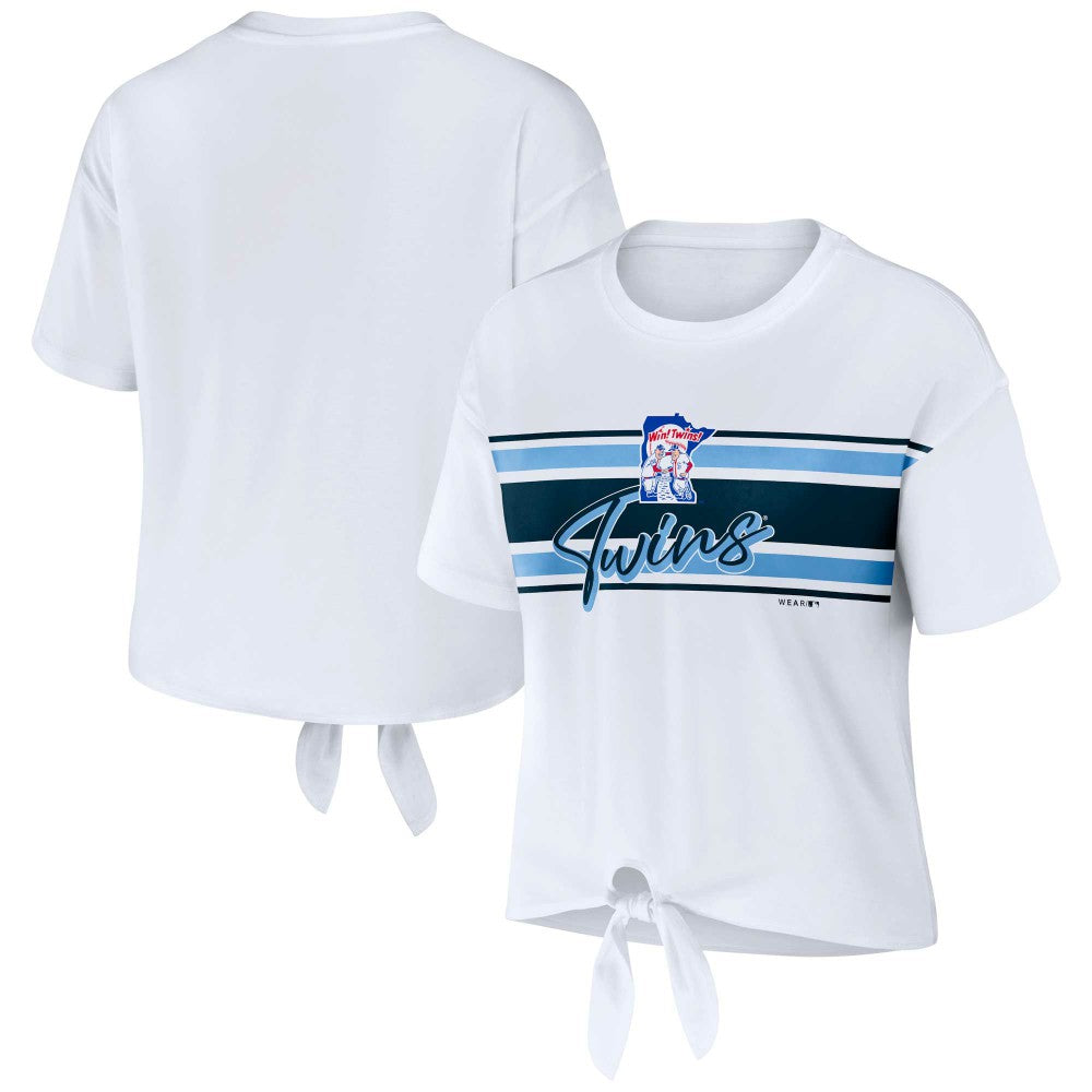 Minnesota Twins WEAR by Erin Andrews Women's Front Tie T-Shirt | MLB New