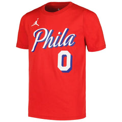Tyrese Maxey Philadelphia 76ers Jordan Brand Youth Name & Number Statement T-Shirt On Sale