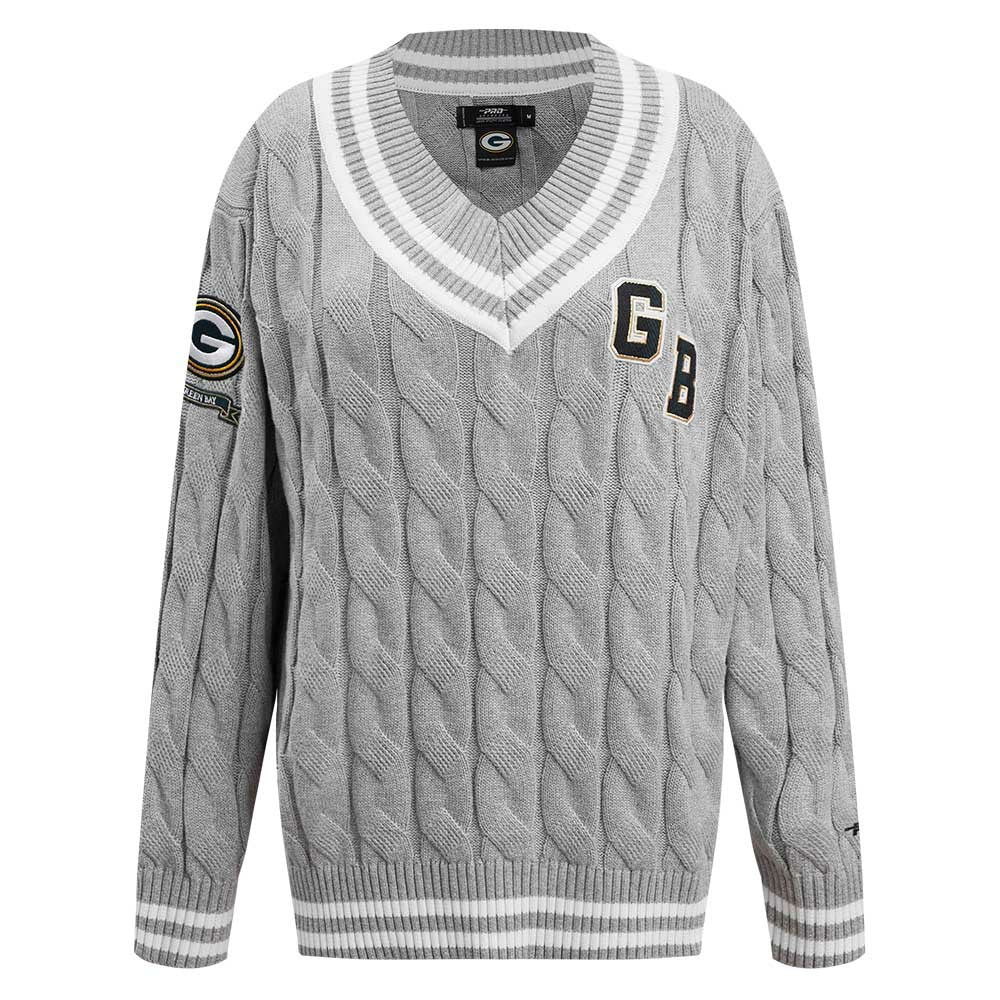 Green Bay Packers  Pro Standard Women's Prep V-Neck Pullover Sweater