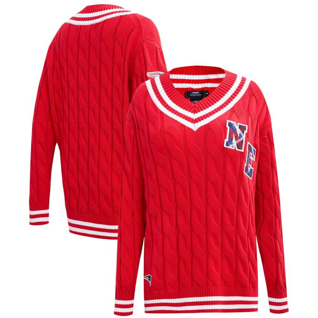 New England Patriots  Pro Standard Women's Prep V-Neck Pullover Sweater