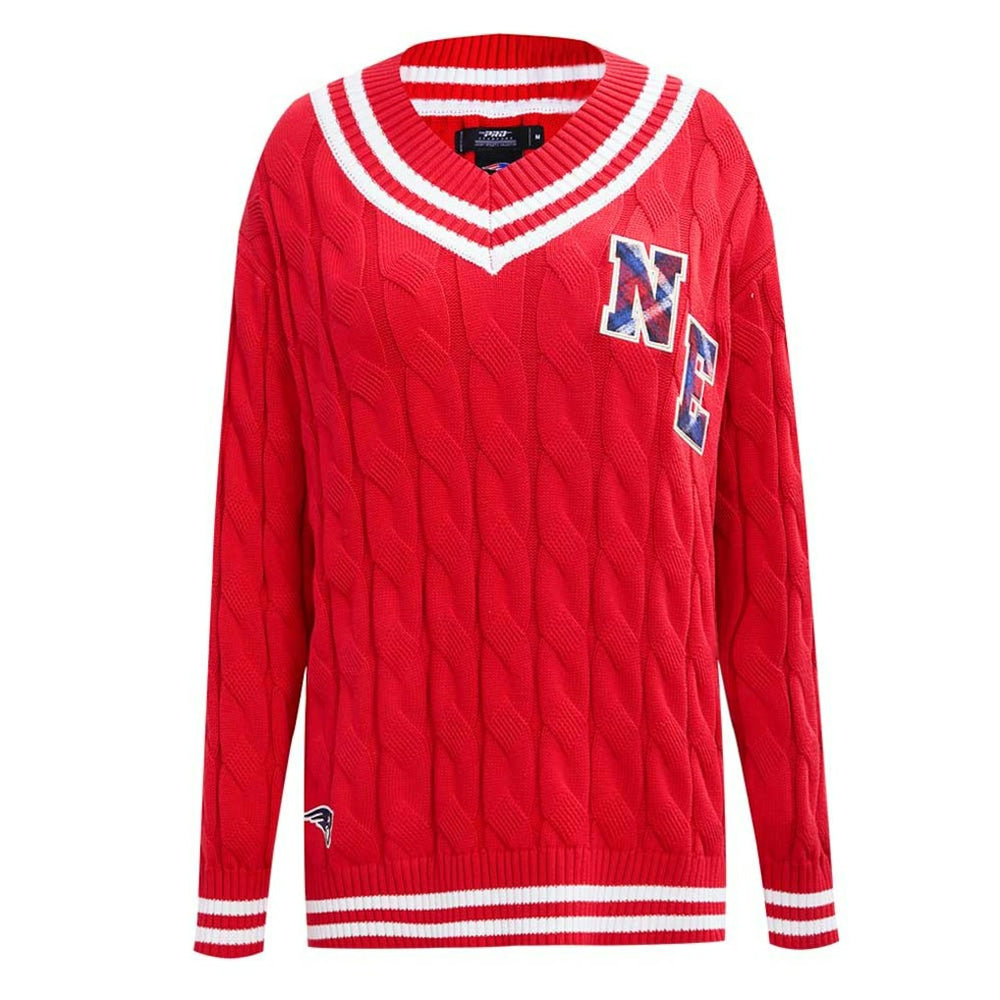 New England Patriots  Pro Standard Women's Prep V-Neck Pullover Sweater