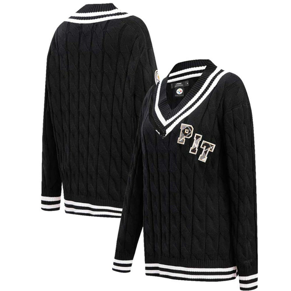 Pittsburgh Steelers  Pro Standard Women's Prep V-Neck Pullover Sweater