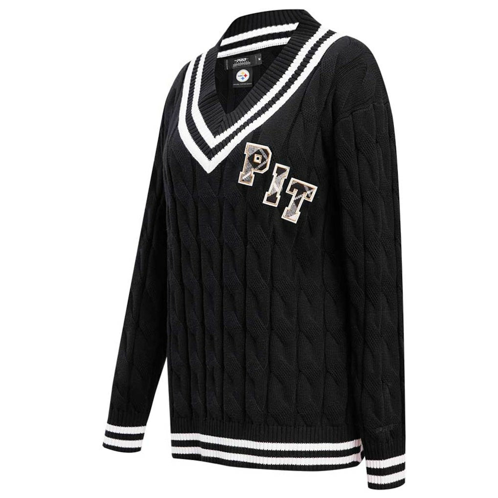 Pittsburgh Steelers  Pro Standard Women's Prep V-Neck Pullover Sweater