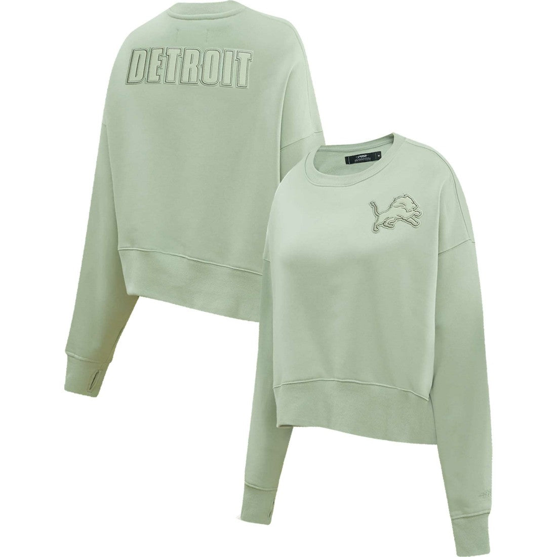 Detroit Lions  Pro Standard Women's Oversized Cropped Neutral Pullover Sweatshirt