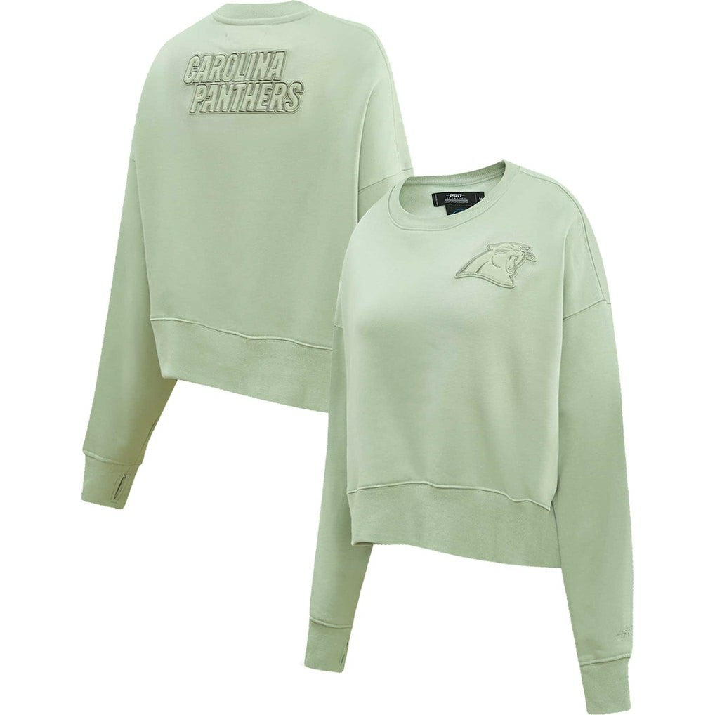 Carolina Panthers  Pro Standard Women's Oversized Cropped Neutral Pullover Sweatshirt