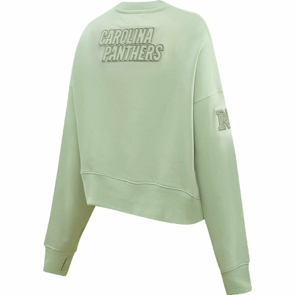 Carolina Panthers  Pro Standard Women's Oversized Cropped Neutral Pullover Sweatshirt