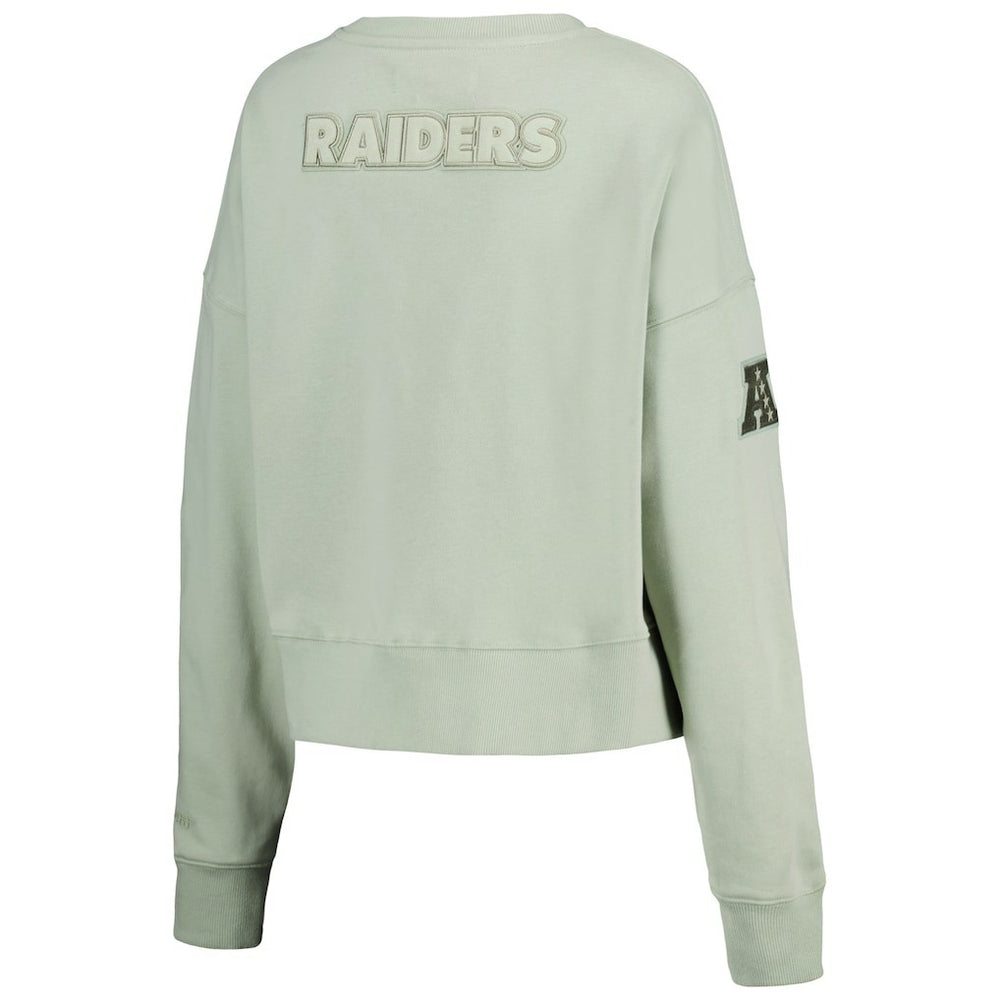 Las Vegas Raiders  Pro Standard Women's Oversized Cropped Neutral Pullover Sweatshirt