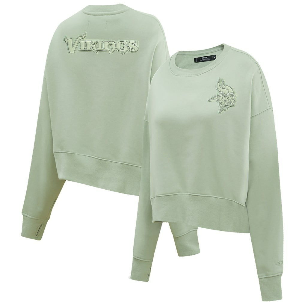 Minnesota Vikings  Pro Standard Women's Oversized Cropped Neutral Pullover Sweatshirt
