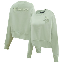 Minnesota Vikings  Pro Standard Women's Oversized Cropped Neutral Pullover Sweatshirt