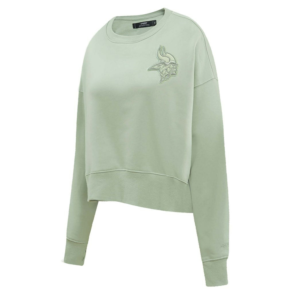 Minnesota Vikings  Pro Standard Women's Oversized Cropped Neutral Pullover Sweatshirt