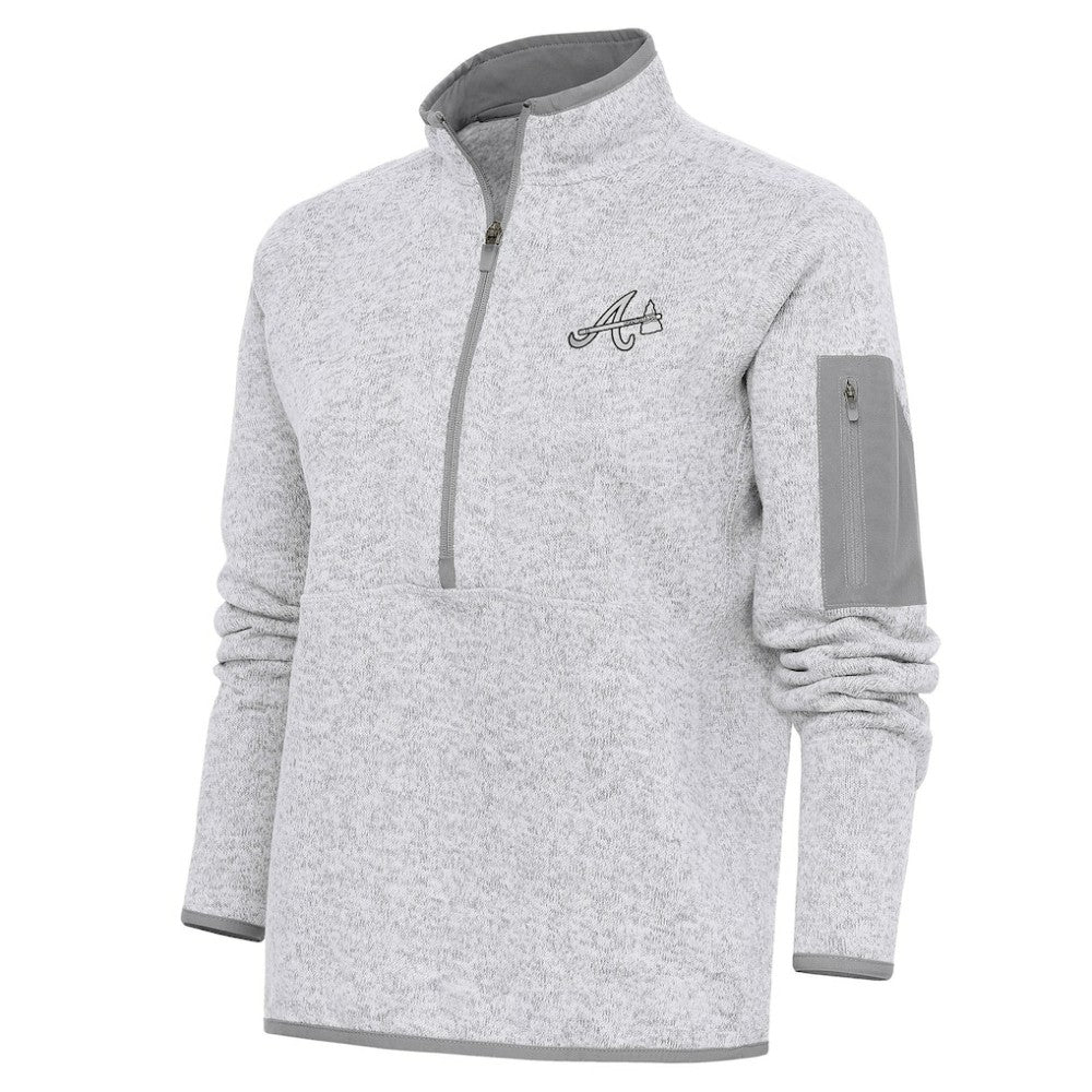 Atlanta Braves Antigua Women's Brushed Metallic Fortune Half-Zip Pullover Jacket | MLB New