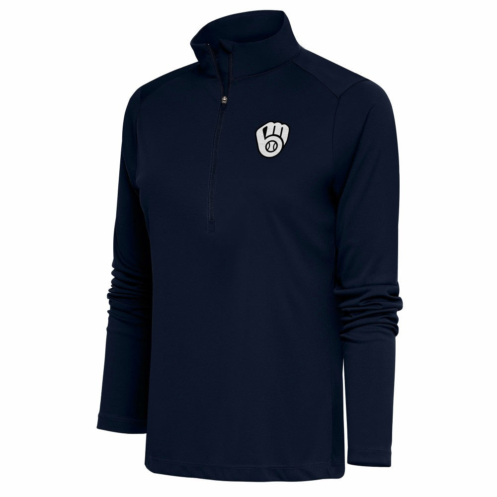 Milwaukee Brewers Antigua Women's Brushed Metallic Tribute Half-Zip Pullover Top | MLB Sale