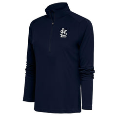 St. Louis Cardinals Antigua Women's Brushed Metallic Tribute Half-Zip Pullover Top | MLB Shop