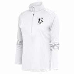 Milwaukee Brewers Antigua Women's Brushed Metallic Tribute Half-Zip Pullover Top | MLB Outlet