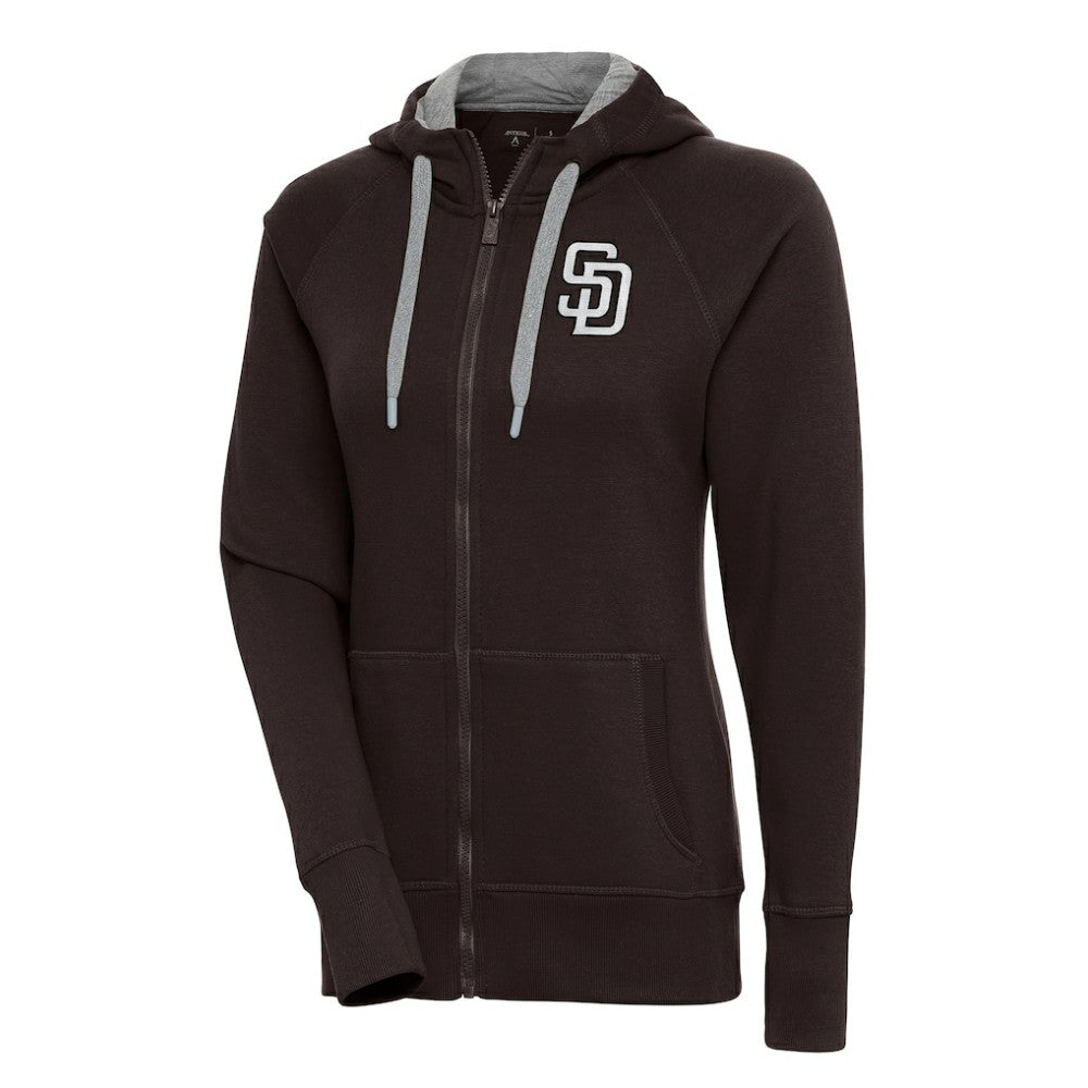 San Diego Padres Antigua Women's Brushed Metallic Victory Full-Zip Hoodie | MLB US
