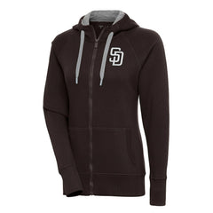 San Diego Padres Antigua Women's Brushed Metallic Victory Full-Zip Hoodie | MLB US