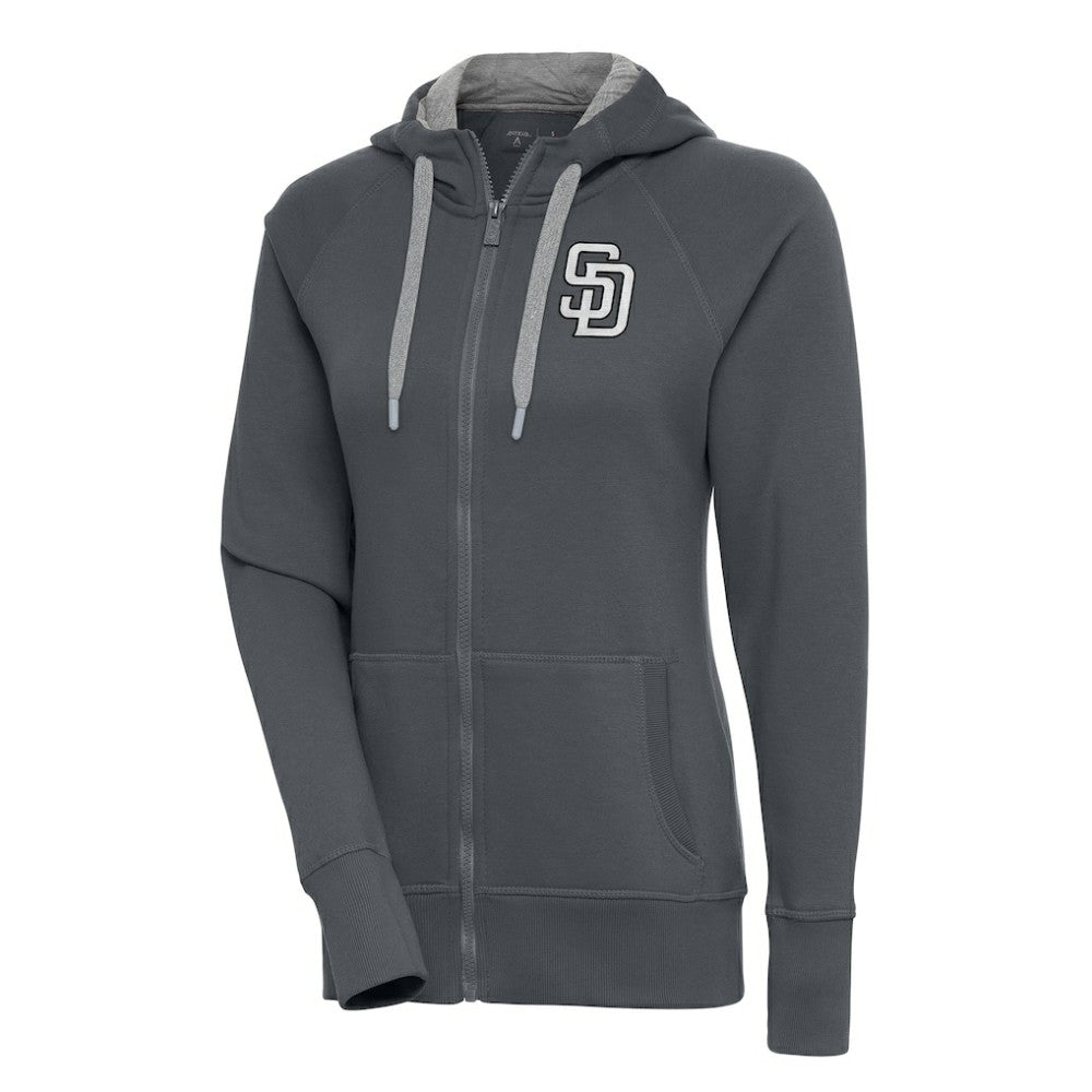San Diego Padres Antigua Women's Brushed Metallic Victory Full-Zip Hoodie | MLB New