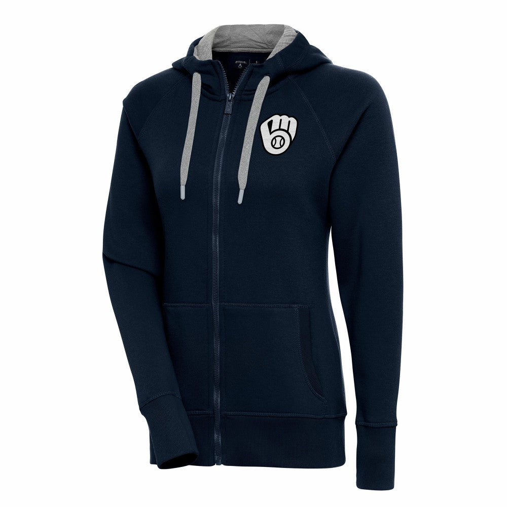 Milwaukee Brewers Antigua Women's Brushed Metallic Victory Full-Zip Hoodie | MLB Near me