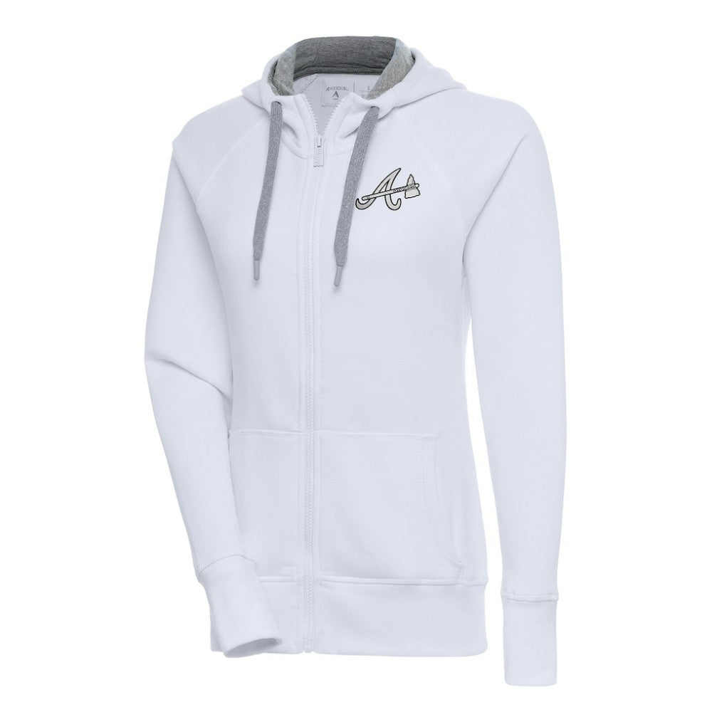 Atlanta Braves Antigua Women's Brushed Metallic Victory Full-Zip Hoodie | MLB New