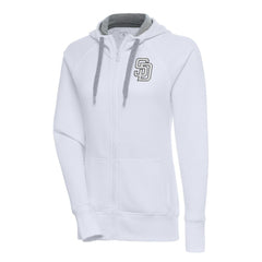 San Diego Padres Antigua Women's Brushed Metallic Victory Full-Zip Hoodie | MLB Sale
