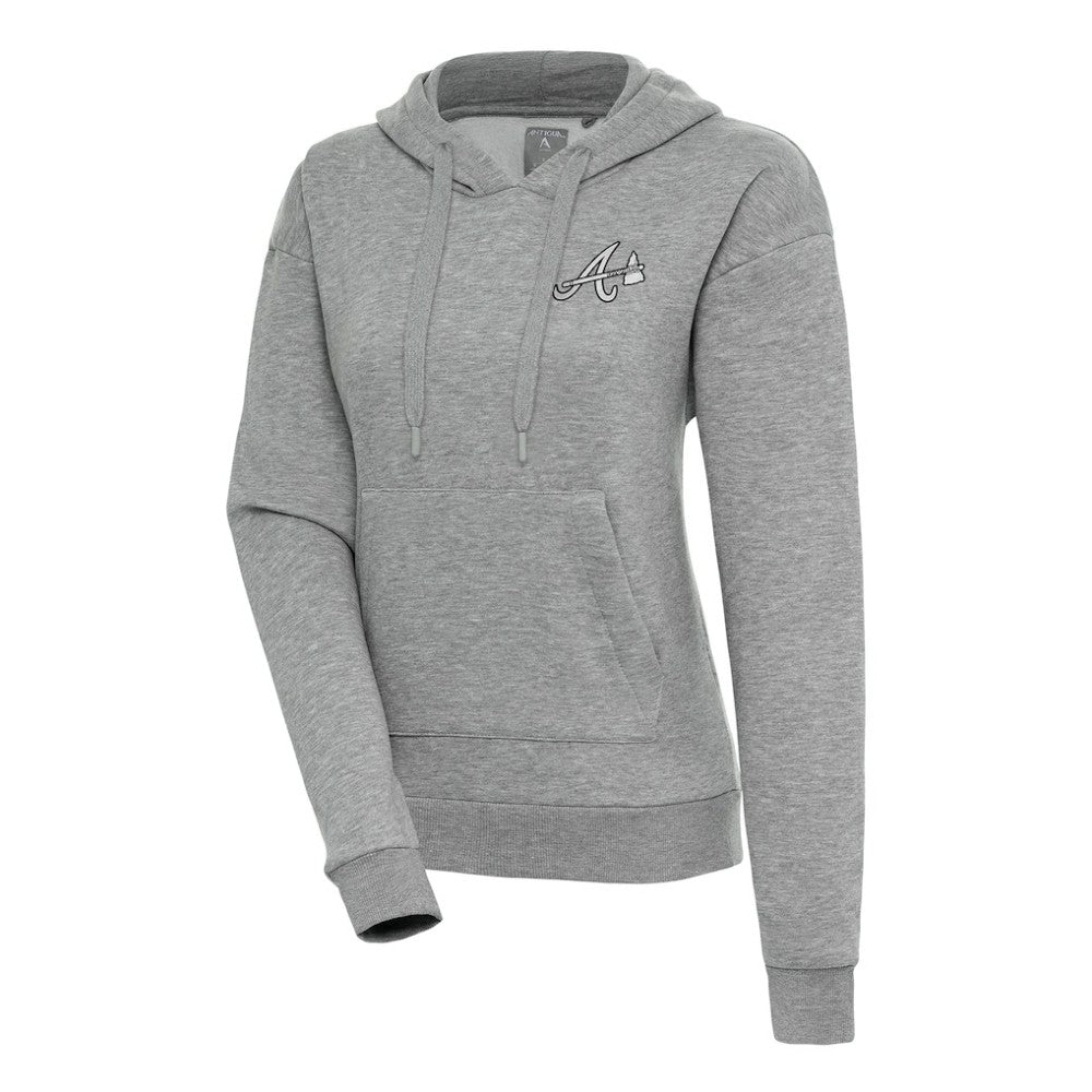 Atlanta Braves Antigua Women's Brushed Metallic Victory Pullover Hoodie | MLB On Sale