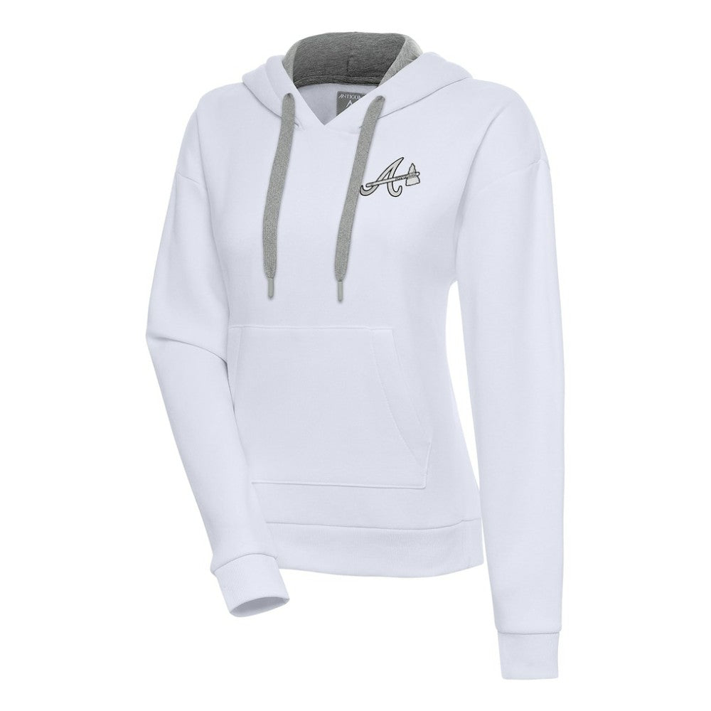 Atlanta Braves Antigua Women's Brushed Metallic Victory Pullover Hoodie | MLB On Sale