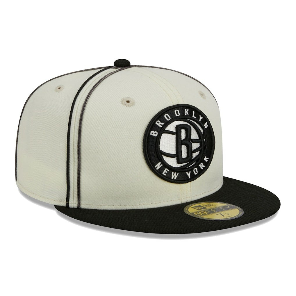 Brooklyn Nets Piping 2-Tone 59FIFTY Fitted Hat For Sale