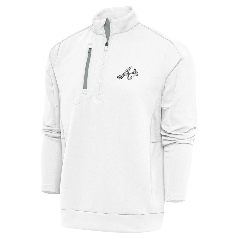 Atlanta Braves Antigua Metallic Generation Quarter-Zip Pullover Top | MLB Shop