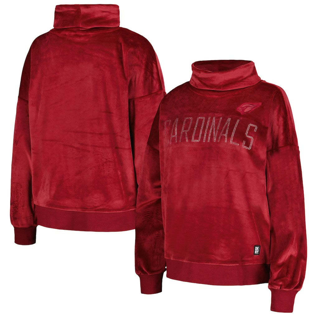 Arizona Cardinals  DKNY Sport Women's Deliliah Rhinestone Funnel Neck Pullover Sweatshirt