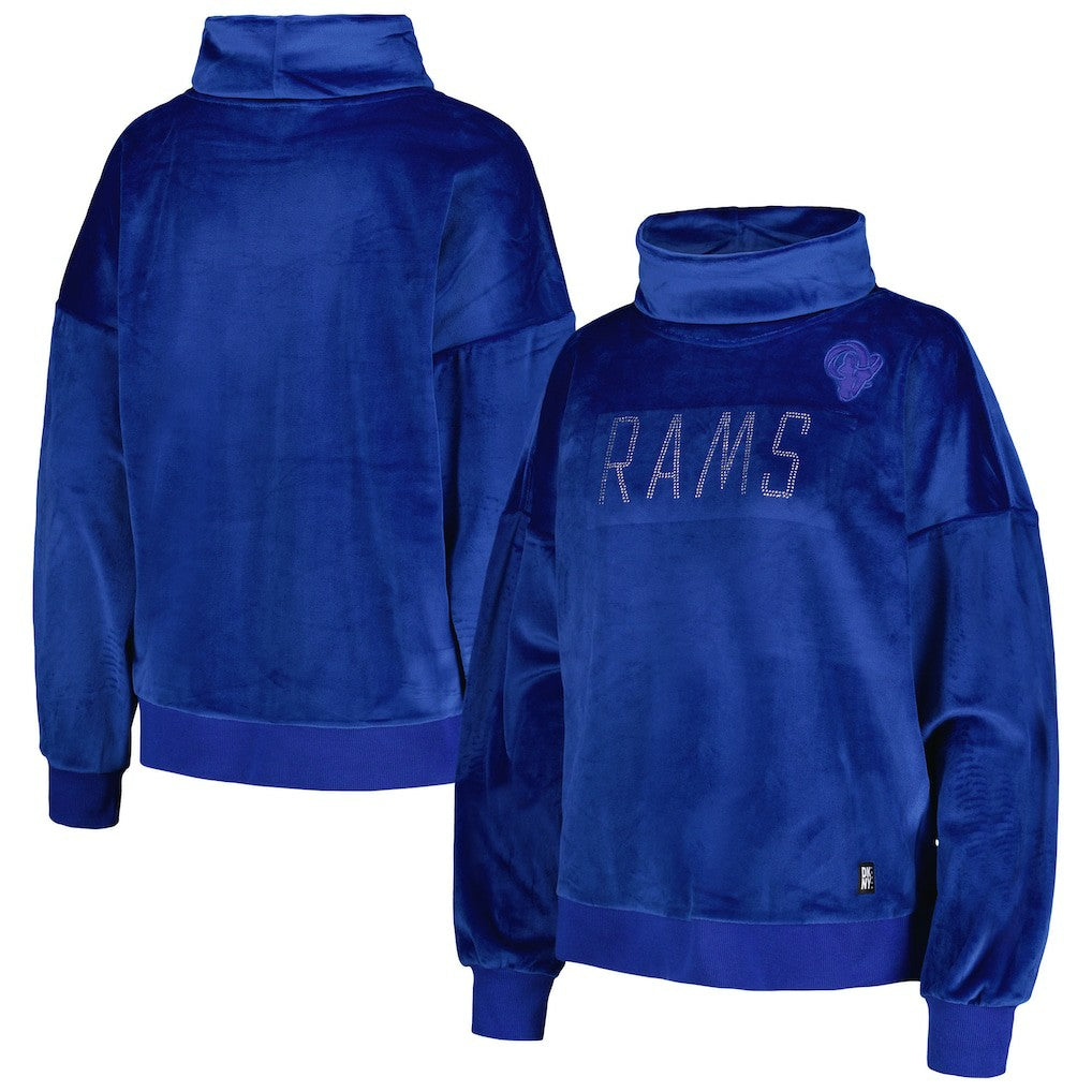 Los Angeles Rams  DKNY Sport Women's Deliliah Rhinestone Funnel Neck Pullover Sweatshirt