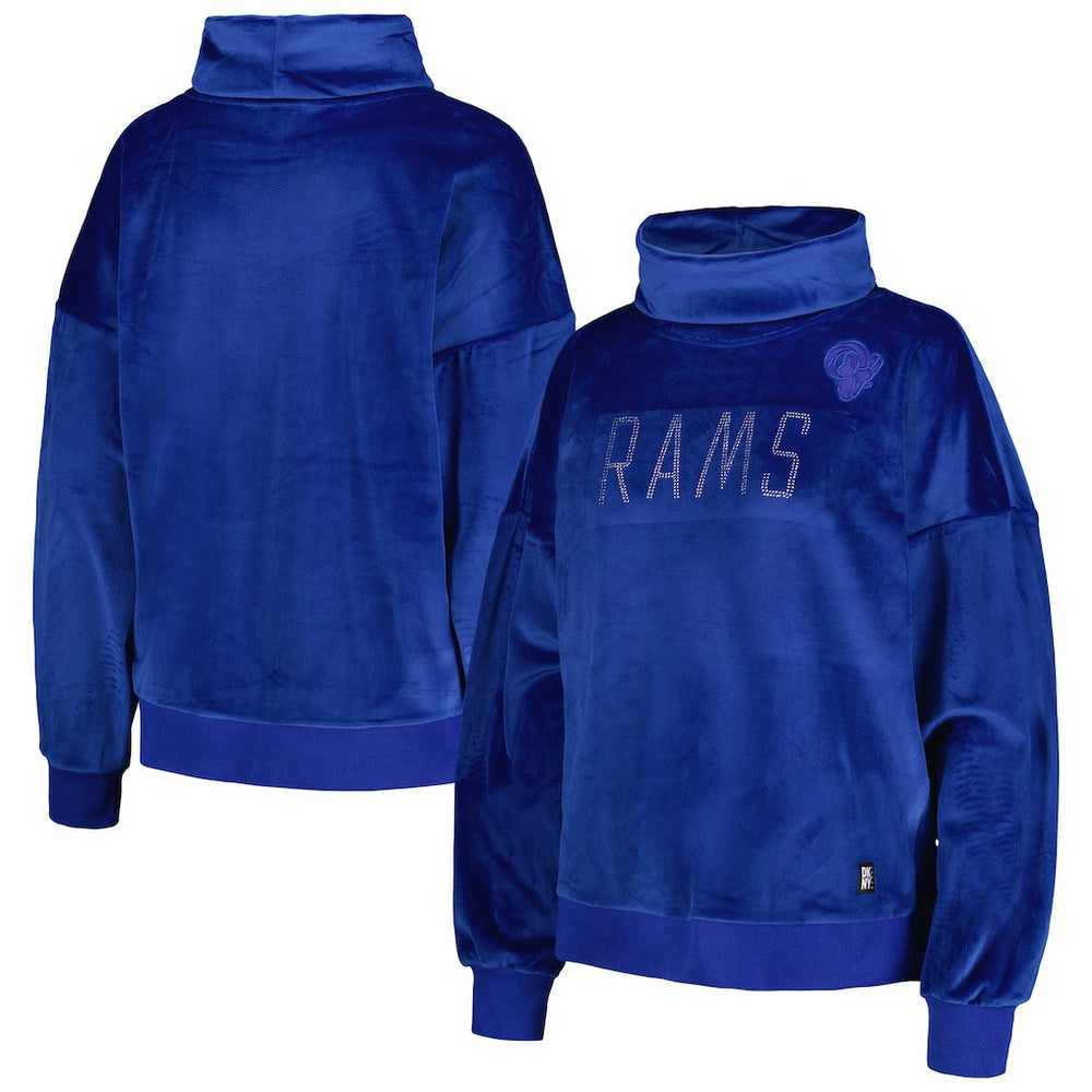 Los Angeles Rams  DKNY Sport Women's Deliliah Rhinestone Funnel Neck Pullover Sweatshirt