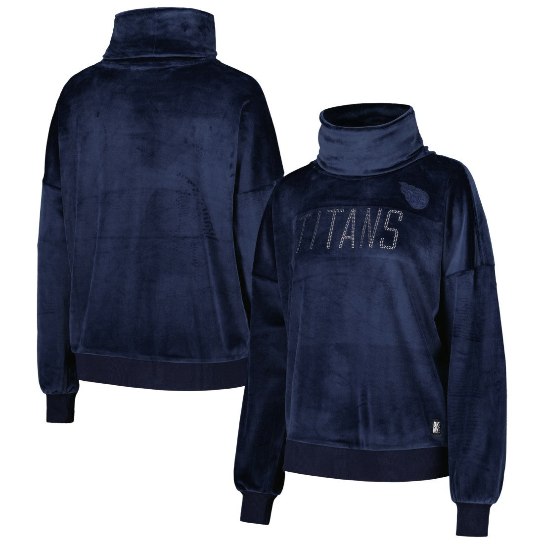 Tennessee Titans  DKNY Sport Women's Deliliah Rhinestone Funnel Neck Pullover Sweatshirt