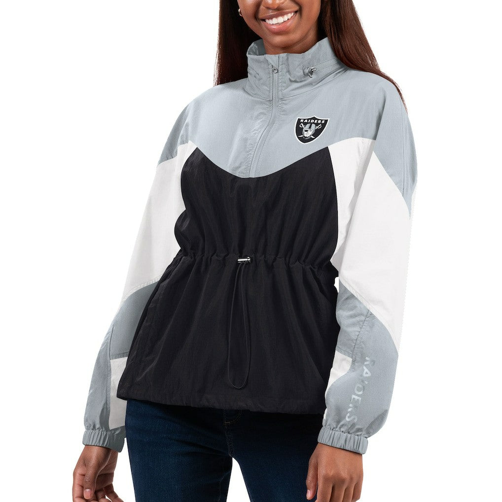 Las Vegas Raiders  G-III 4Her by Carl Banks Women's Tie Breaker Lightweight Quarter-Zip Jacket