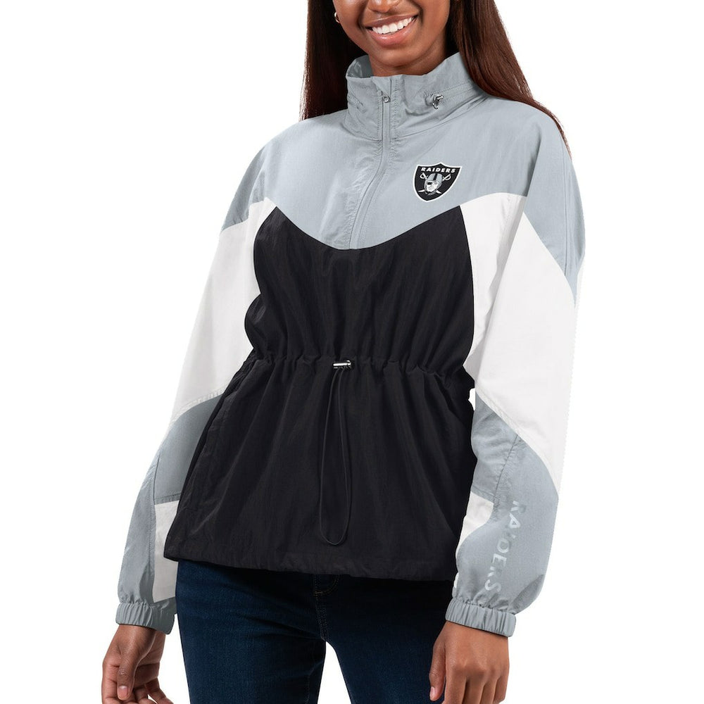Las Vegas Raiders  G-III 4Her by Carl Banks Women's Tie Breaker Lightweight Quarter-Zip Jacket