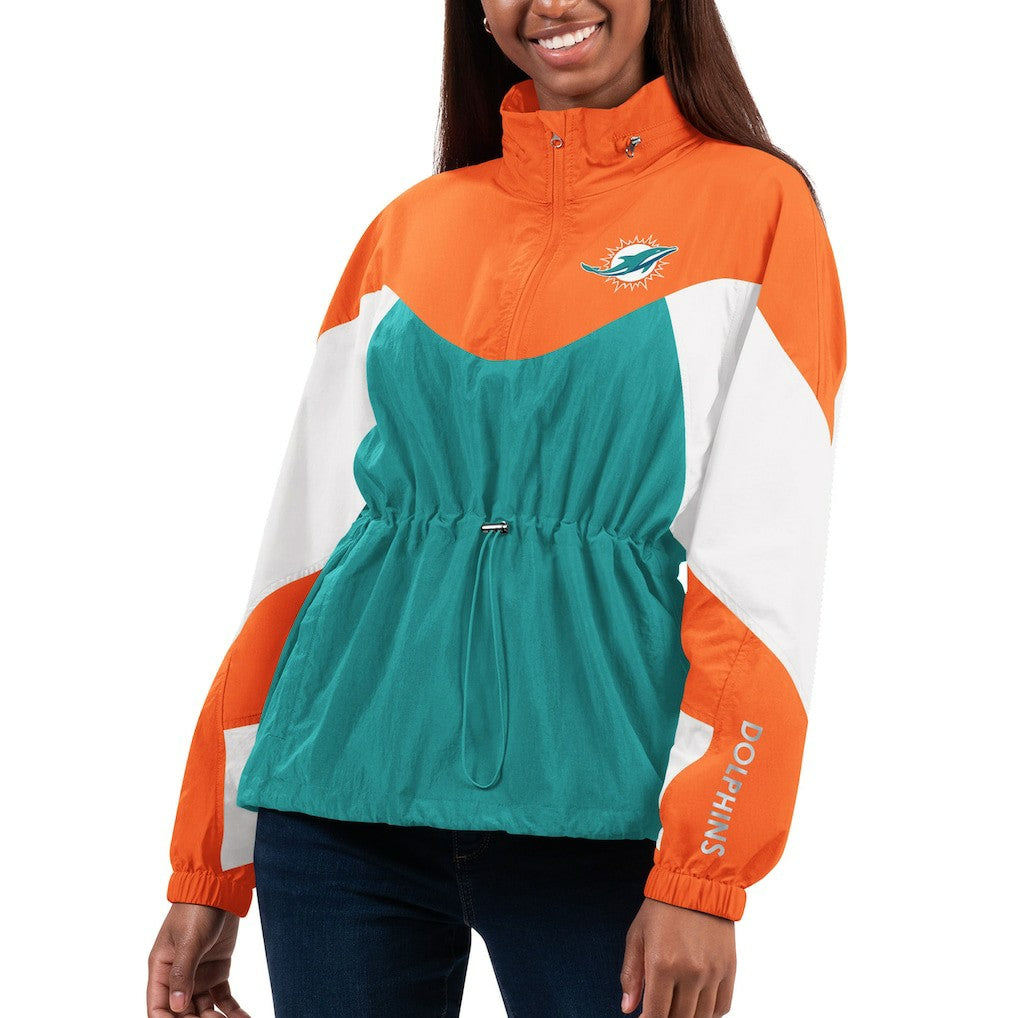 Miami Dolphins  G-III 4Her by Carl Banks Women's Tie Breaker Lightweight Quarter-Zip Jacket