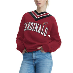 Arizona Cardinals  Tommy Hilfiger Women's Heidi V-Neck Pullover Sweatshirt