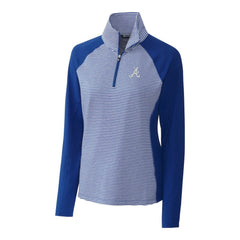 Atlanta Braves Cutter & Buck Women's DryTec Forge Tonal Stripe Half-Zip Top | MLB Shop