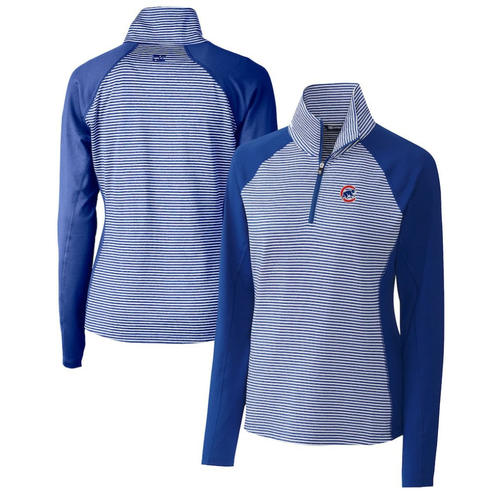Chicago Cubs Cutter & Buck Women's DryTec Forge Tonal Stripe Half-Zip Top | MLB Shop
