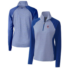 Chicago Cubs Cutter & Buck Women's DryTec Forge Tonal Stripe Half-Zip Top | MLB Shop