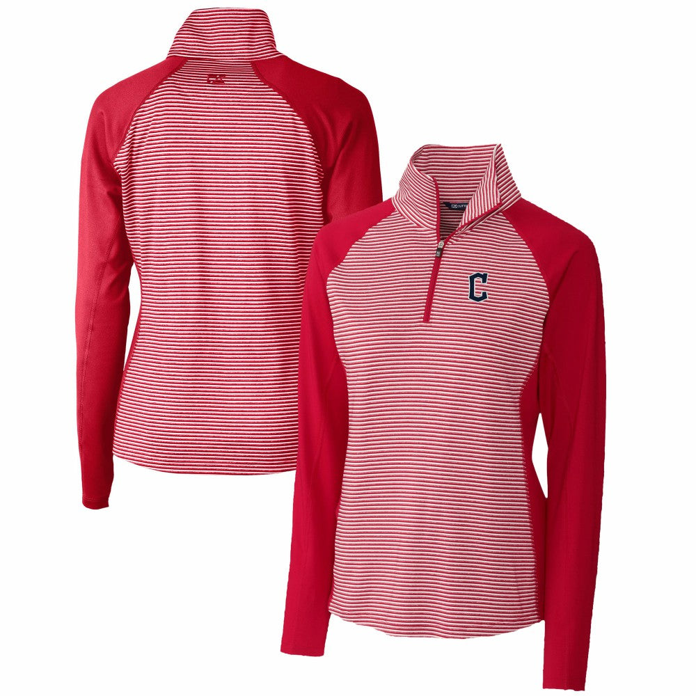 Cleveland Guardians Cutter & Buck Women's DryTec Forge Tonal Stripe Half-Zip Top | MLB Outlet
