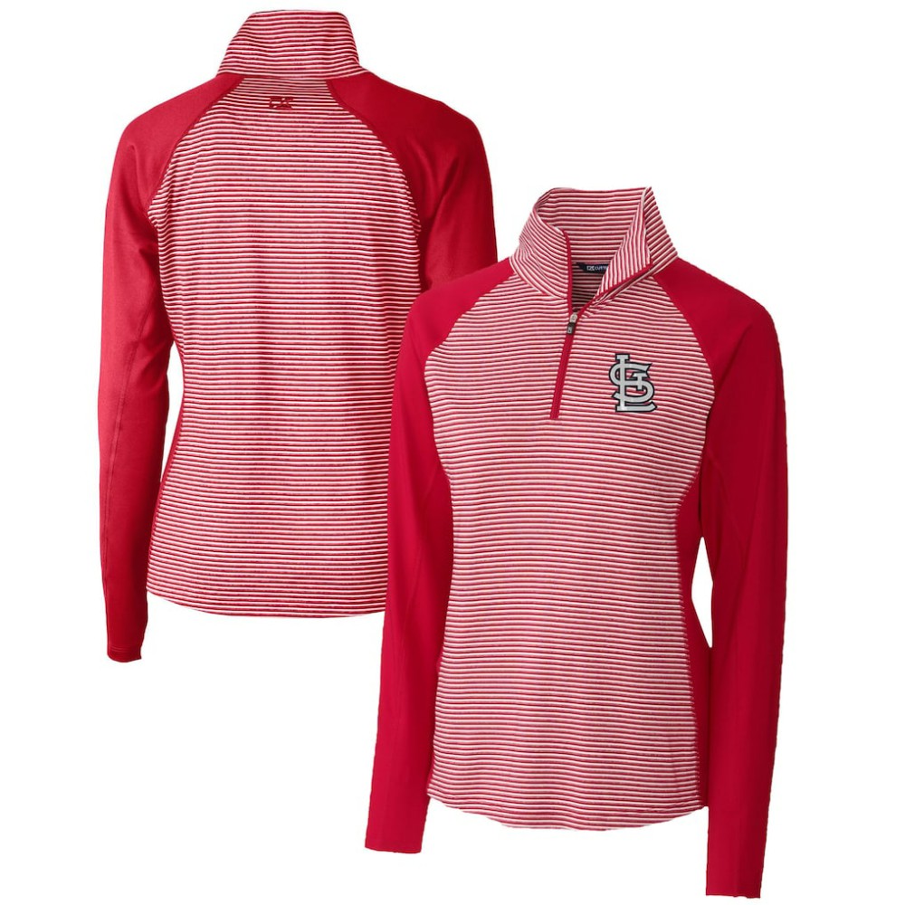 St. Louis Cardinals Cutter & Buck Women's DryTec Forge Tonal Stripe Half-Zip Top | MLB For sale