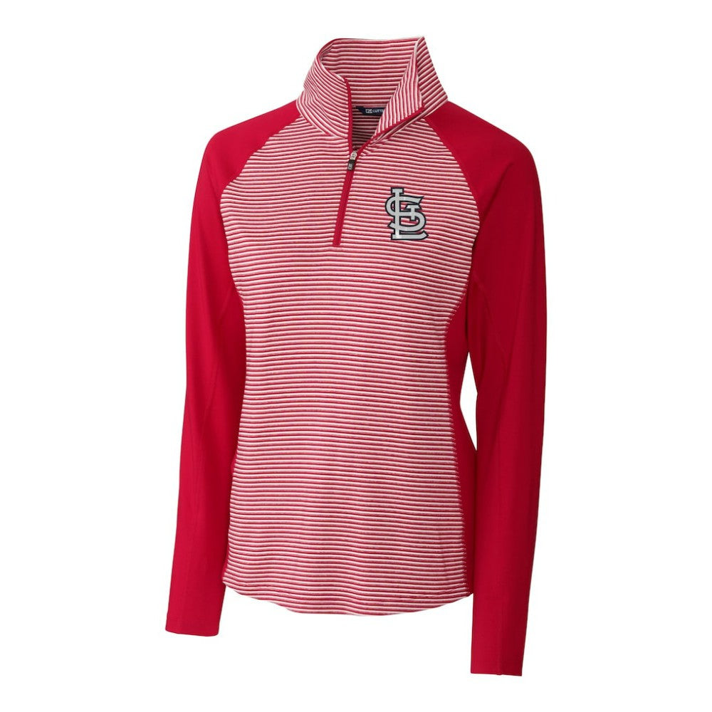 St. Louis Cardinals Cutter & Buck Women's DryTec Forge Tonal Stripe Half-Zip Top | MLB For sale