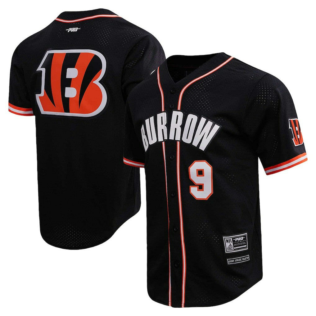 Cincinnati Bengals  Joe Burrow  Pro Standard Mesh Baseball Button-Up T-Shirt